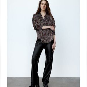 Zara silk button down blouse top 9299/565